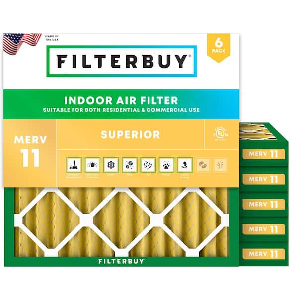 20 in. x 20 in. x 2 in. MERV 11 (FPR 7) Allergen Defense Pleated HVAC AC Furnace Air Filters Replacement (6-Pack)