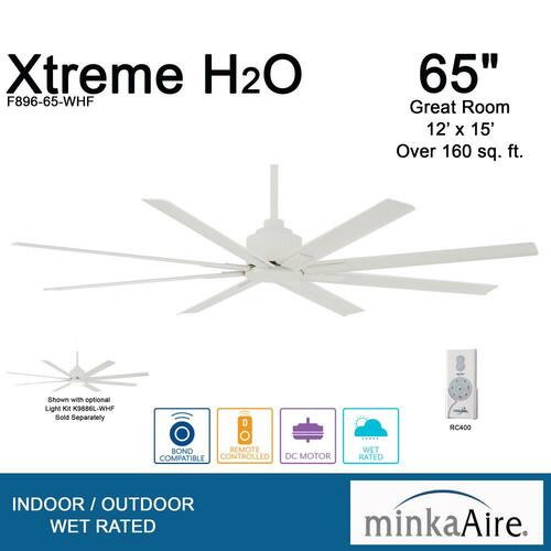 Xtreme H2O 65 in. Indoor/Outdoor Flat White Ceiling Fan with Remote Control Ceiling Fans Without Lights