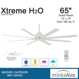 Xtreme H2O 65 in. Indoor/Outdoor Flat White Ceiling Fan with Remote Control