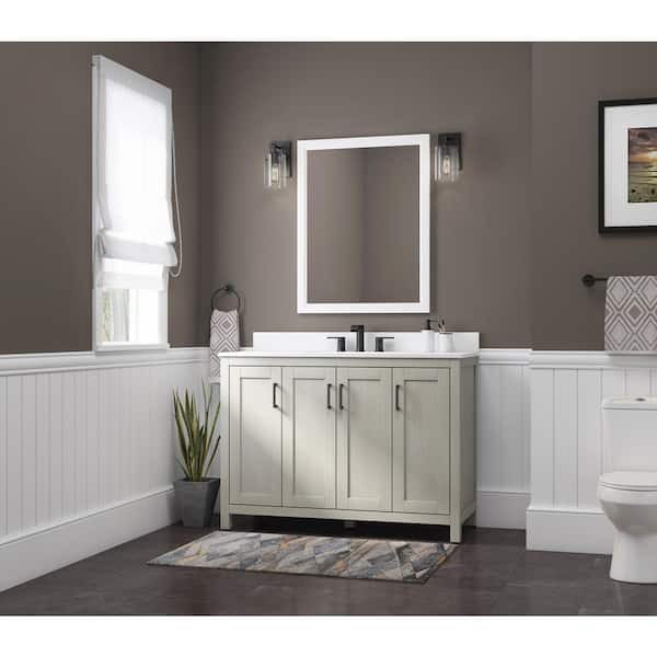Coppermine 48 in. Single Sink Freestanding Light Oak Bath Vanity with White Engineered Stone Top (Assembled)