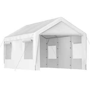 10 ft. x 20 ft. Heavy-Duty Carport Canopy Garage with Removable Sidewalls and Roll-up Ventilated Windows for Boat, Car
