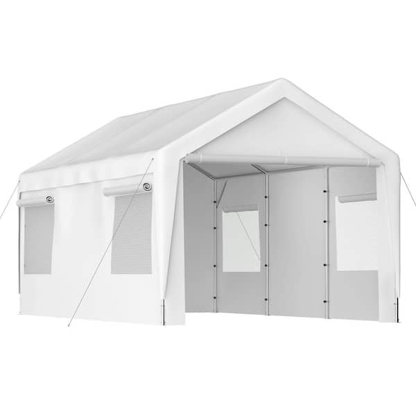 ToolCat 10 ft. x 20 ft. Heavy-Duty Carport Canopy Garage with Removable Sidewalls and Roll-up Ventilated Windows for Boat, Car