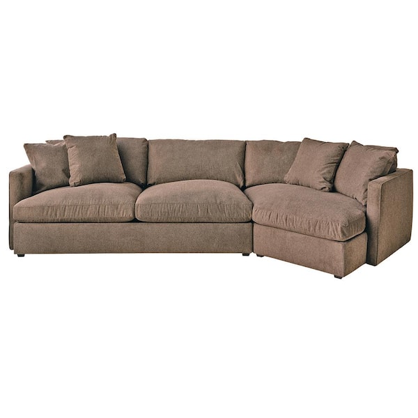 Picket House Furnishings Maddox 138 in. W Right Arm Facing Cuddler 2-Piece Polyester Sectional Contemporary in Brown