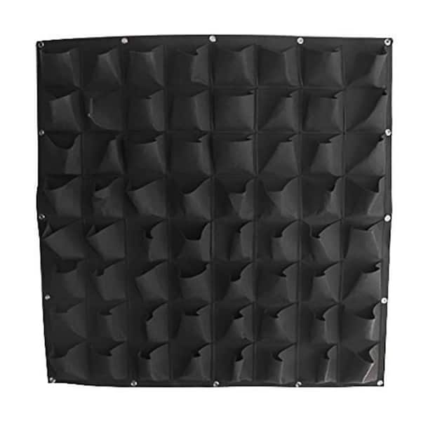 Agfabric Wall Hanging Mount Planter Plant Grow Bag 64 Pocket Planter Grow Bag Black, 3.28 ft. H x 3.28 ft. W