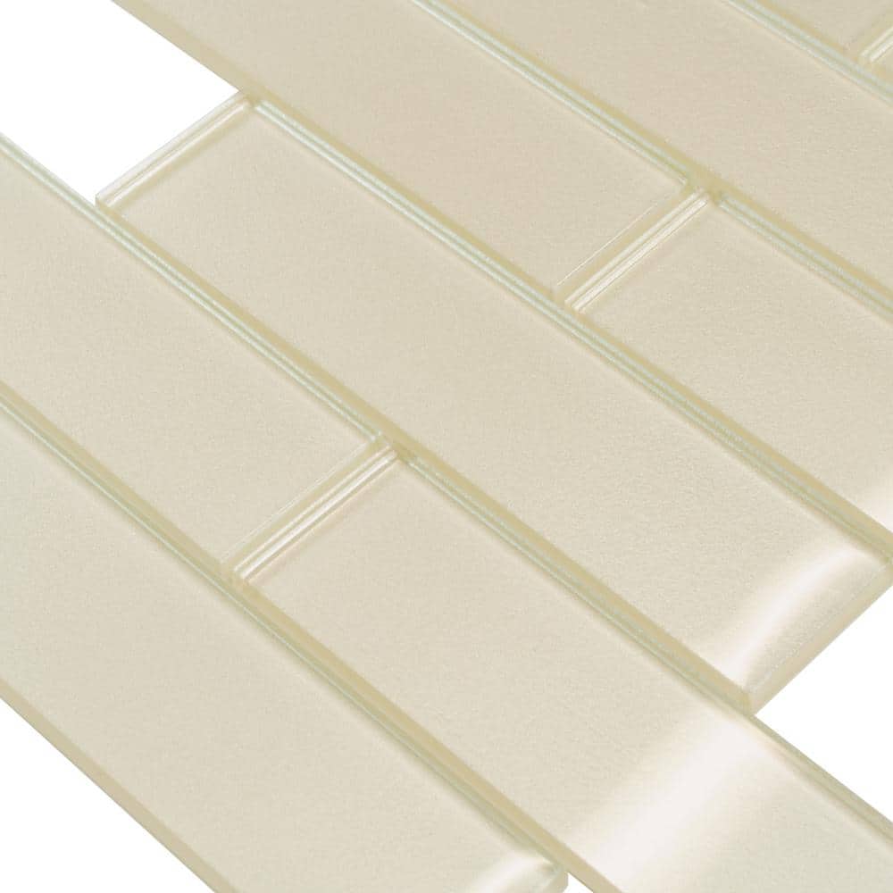 White 2x8 Glass Subway Mosaic Tile