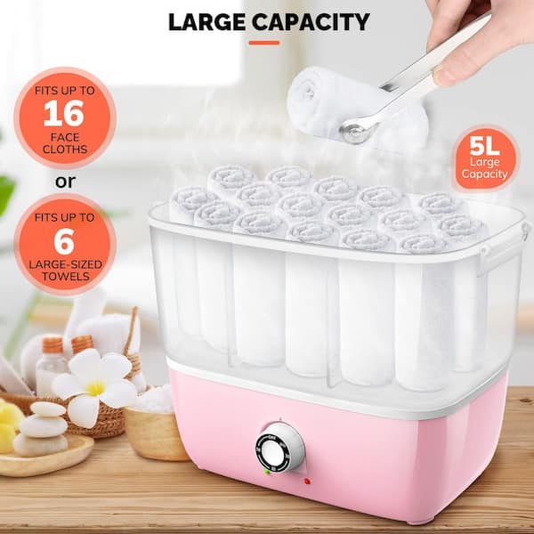 Adrinfly Electric Hot Towel Warmer in Pink, Quickly Heats in 5