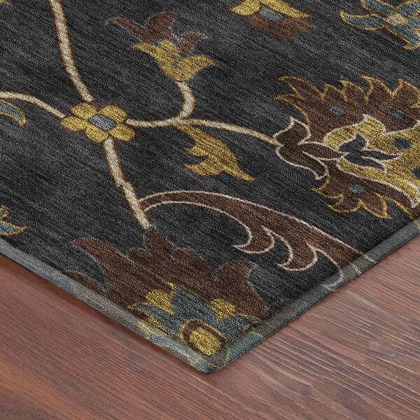 Mayfield Premium Machine Washable Abstract AMF2290 Black 5 ft. x 7 ft. 6 in. Area Rug