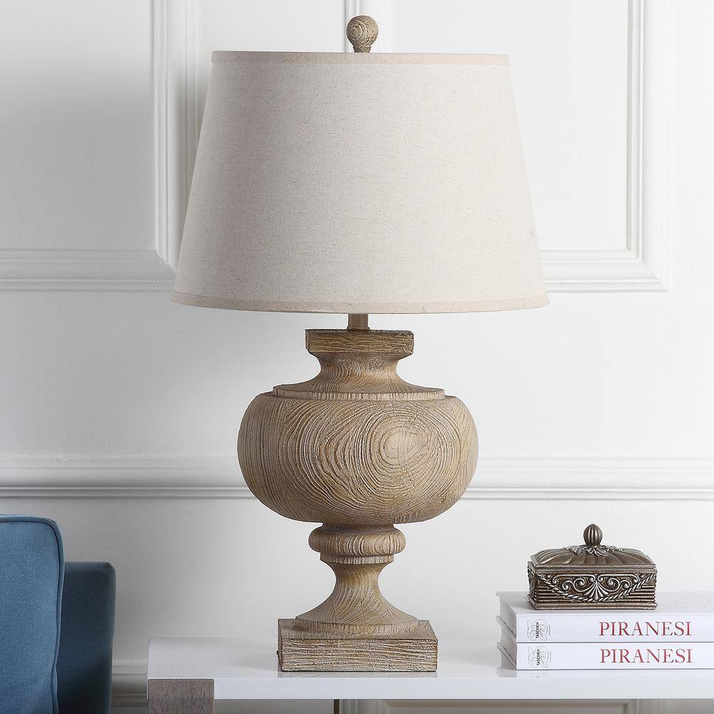 Prescott 31-Inch Natural Wood Table Lamp with Oatmeal Shade