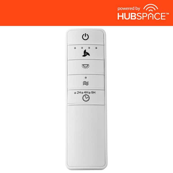 Hampton Bay Universal Smart Wi-Fi 4-Speed Ceiling Fan White Remote Control - For Use Only With AC Motor Fans Powered by Hubspace