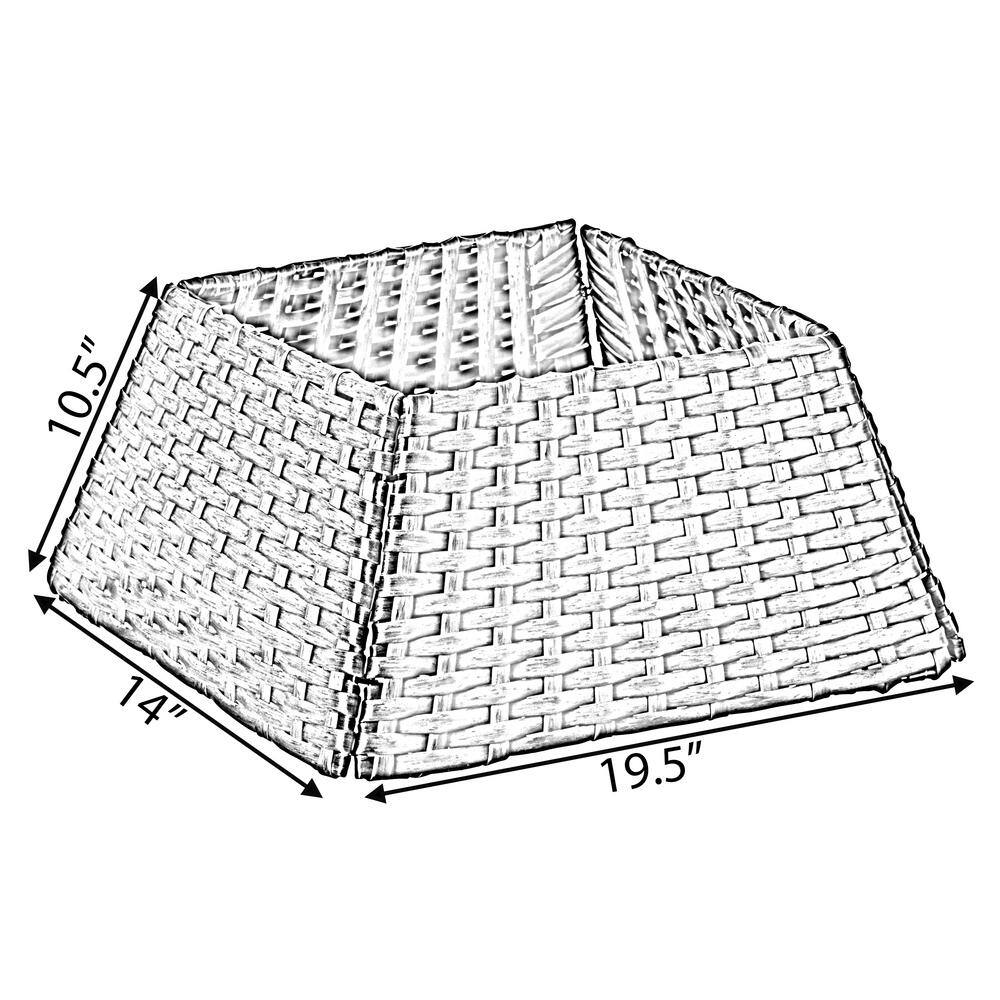 Gray Foldable Rattan Christmas Tree Skirt Collar Basket