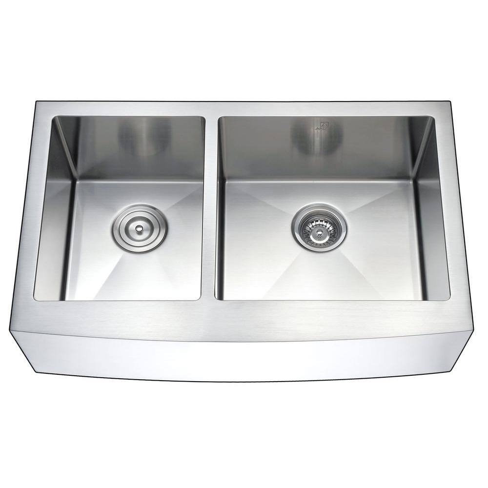 Elysian 36'' Stainless Steel Farmhouse Double Bowl Kitchen Sink