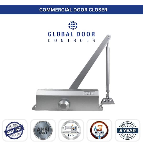 Standard Streamline Commercial ADA Grade 1-Door Closer in Aluminum with Adjustable Spring Tension - Sizes 1-4