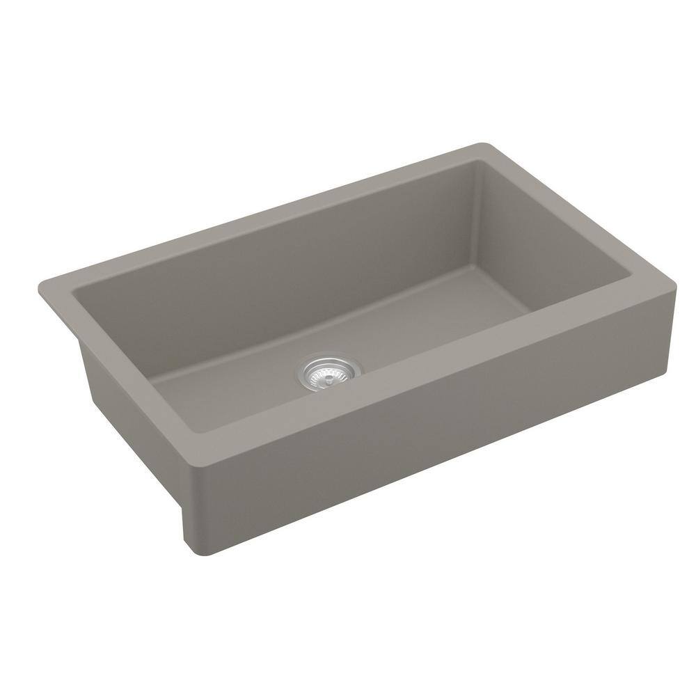34'' Matte Concrete Quartz Farmhouse Single Bowl Kitchen Sink