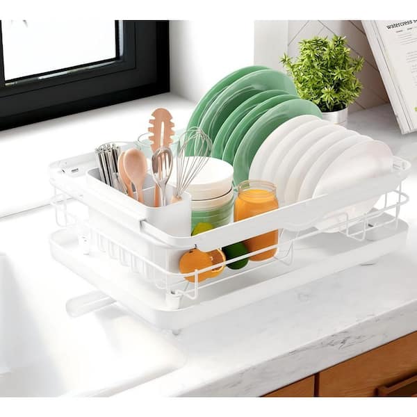 White Stainless Steel Sink Organization 12.2 in. W x 15.7 in. - 23 in. L for Kitchen Counter Dish Rack