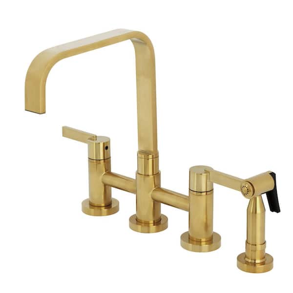 Continental 2-Handle Bridge Kitchen Faucet in Brushed Brass