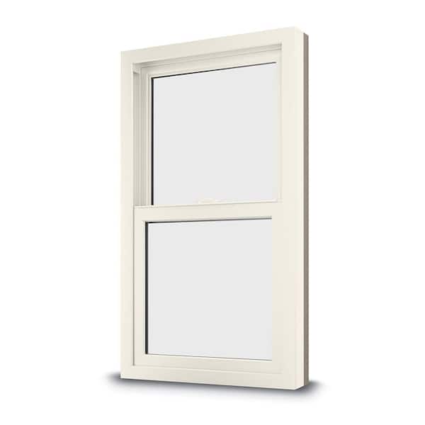 100 Series 29.5 in. x 59.5 in. White Single-Hung Composite Window with White Interior and Hardware SmartSun Glass