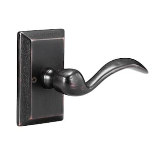 Sandcast Tiara Aged Bronze Single Dummy Right Hand Door Lever with Square Backplate