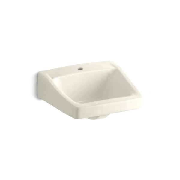 KOHLER Chesapeake Wall-Mount Vitreous China Bathroom Sink in Biscuit with Overflow Drain