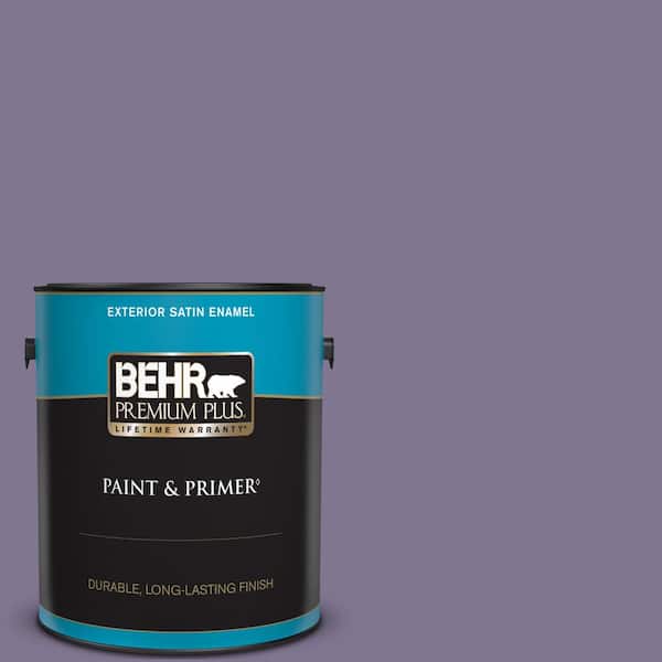 BEHR PREMIUM PLUS 1 gal. #650F-5 Purple Statice Satin Enamel Exterior Paint & Primer