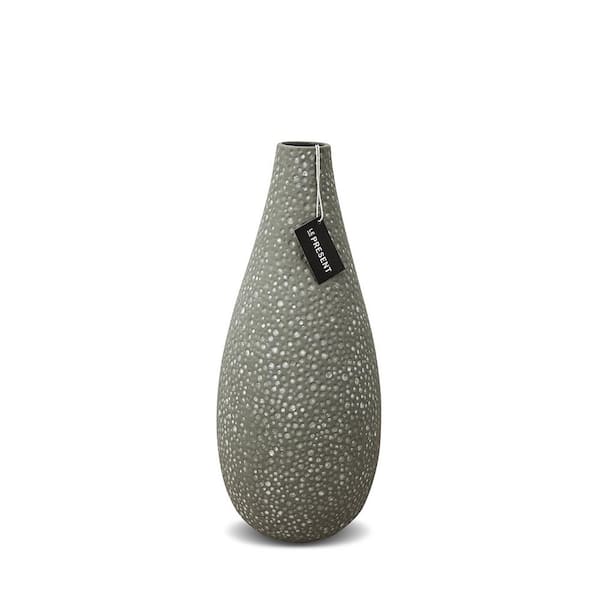 Unbranded Drop Slim Short Ceramic Vase In Lunar Gray Matte 15.7 in. Height