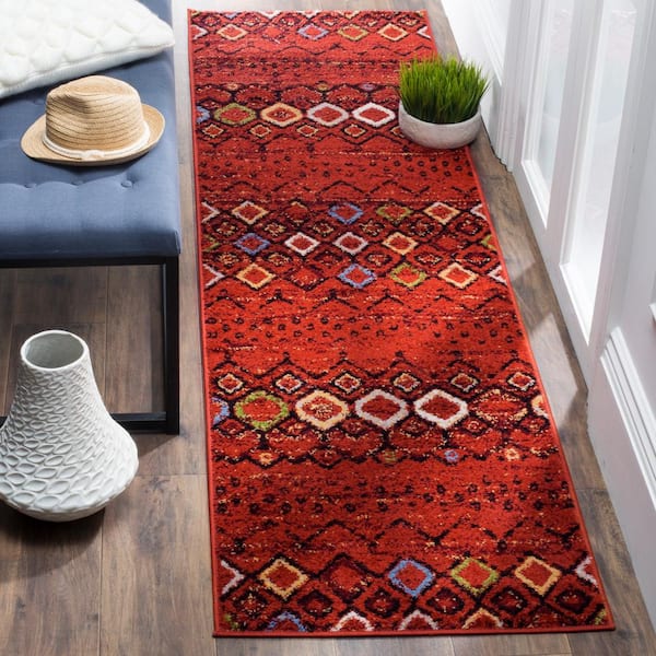 Amsterdam Terracotta/Multi 2 ft. x 22 ft. Multi-Diamonds Chevron Runner Rug