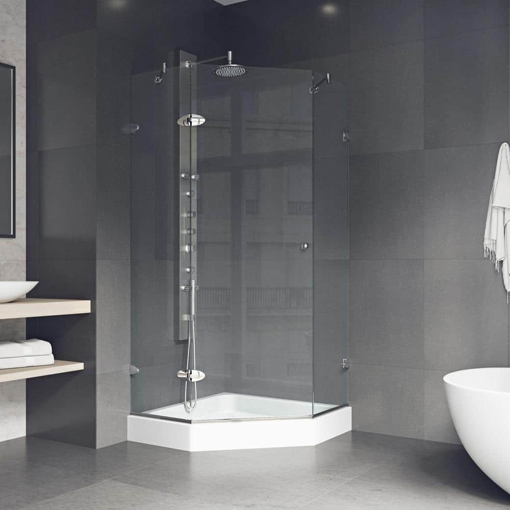 Verona 42" Clear Glass Frameless Neo-Angle Shower Enclosure