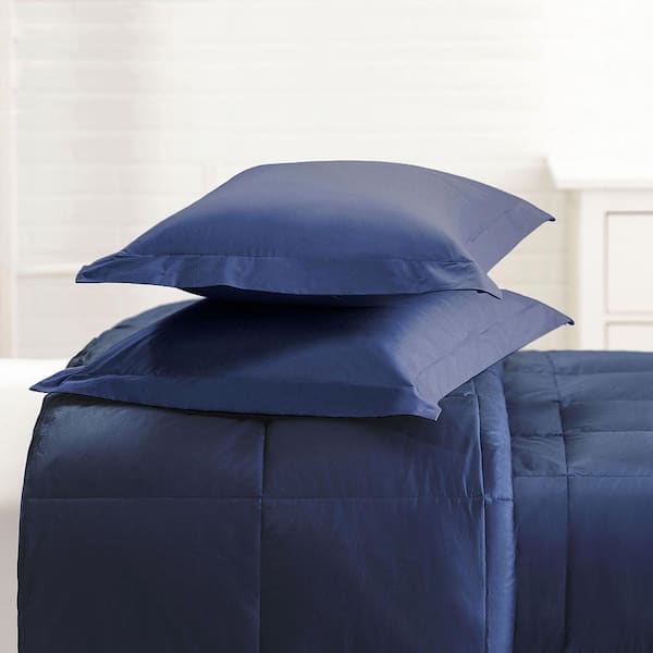 Allied Home Set of 2 Soft Touch Cotton Twill Blue King Pillow Shams