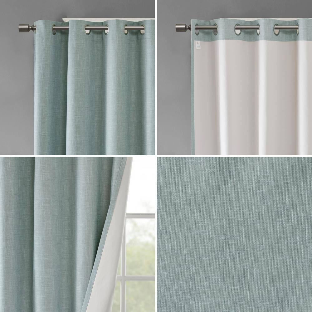 Aqua Polyester Blackout Grommet Top Window Panel, 54" Length