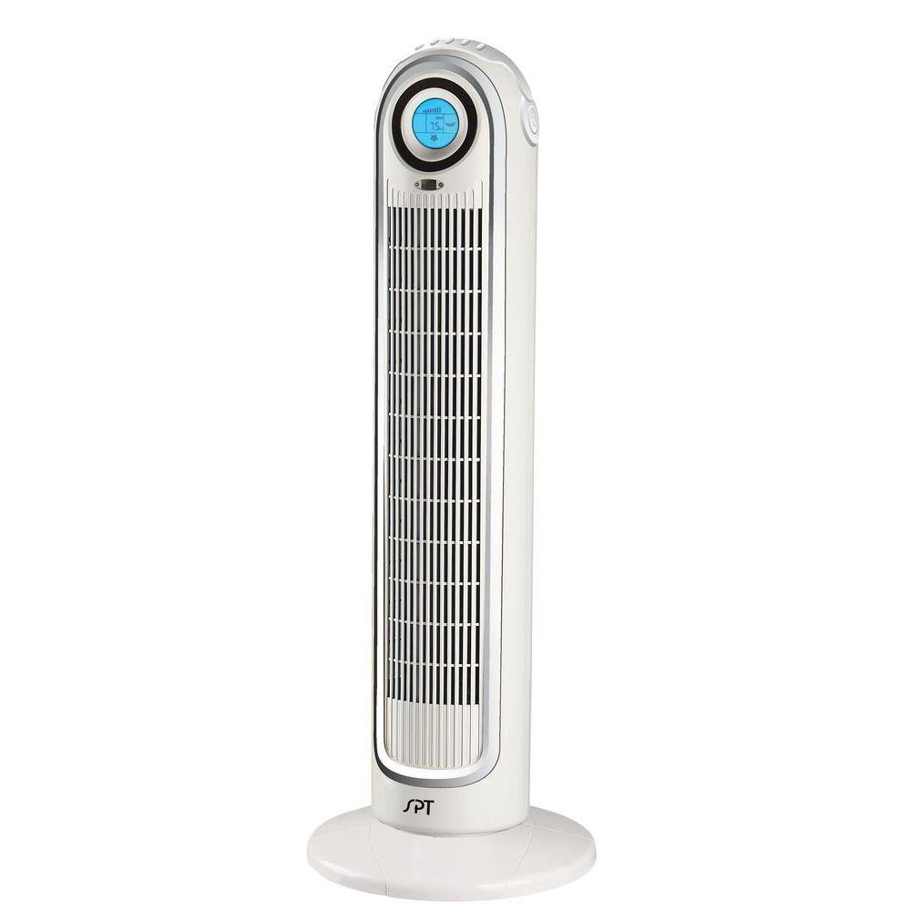 White and Silver Remote Controlled Oscillating Tower Fan