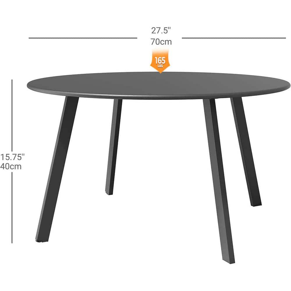 Black Round Steel Outdoor Coffee Table with Adjustable Feet