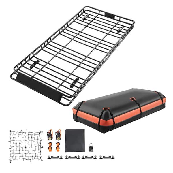 Roof Rack Basket, 84 x 39 x 4.1 in., Universal Rooftop Cargo Carrier with 7.9x3.9x10.2in. Cargo Bag, Net, Ratchet Straps