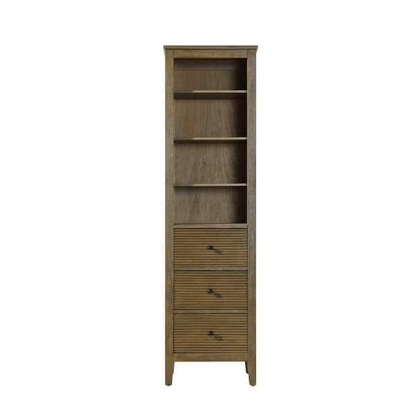 20 in. W x 18 in. D x 72 in. H Brown Freestanding Linen Cabinet