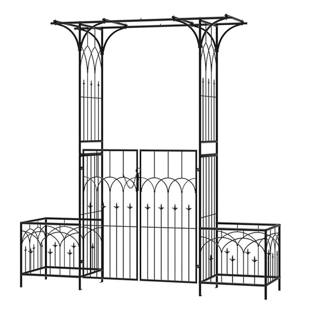 80.7 in. x 78.7 in. Garden Arch and Arbor with Gate, Arbor with Planter Boxes for Climbing Plants Outdoor price history on PriceWatchPro