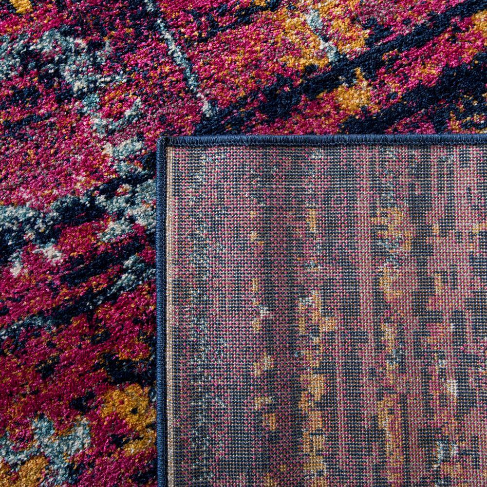 Elegant Blue/Fuchsia 9' x 12' Easy-Care Synthetic Area Rug
