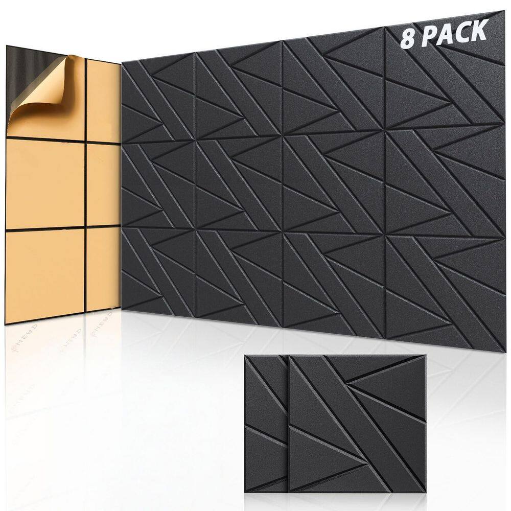 12 in. x 12 in. Black Self-Adhesive Soundproof Acoustic Panels with Peel and Stick, High-Density Studio Panels (8-Pack) price history on PriceWatchPro