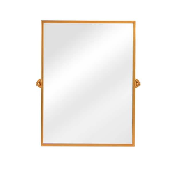 CONGE IMPORT LLC Gold 26 in. W x 38 in. H Rectangle Iron Framed Wall Mirror, HD Explosion-Proof Anti-Collision Elegant Scalloped Design