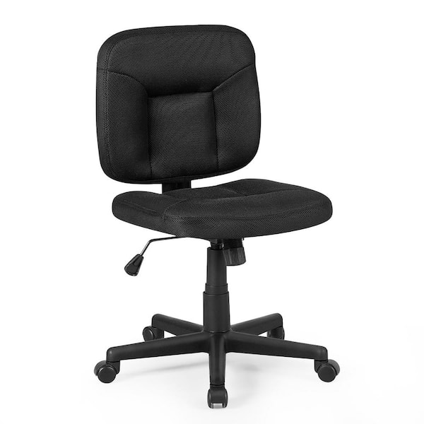 Black Armless Swivel Task Chair Home Office Cushion Desk Seat Adjustable Rolling 