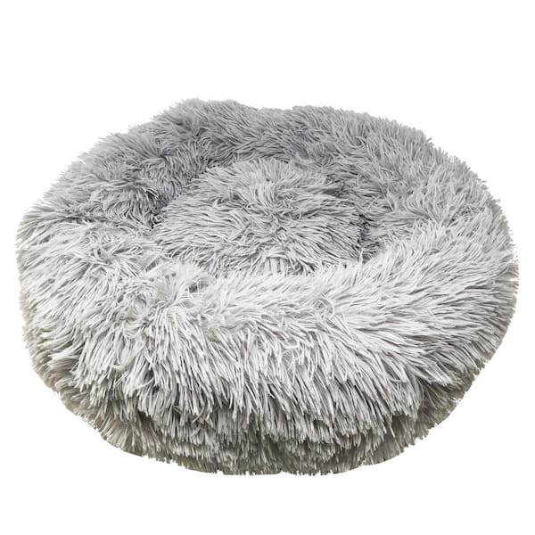 PET LIFE Large Grey Nestler High-Grade Plush and Soft Rounded Dog Bed