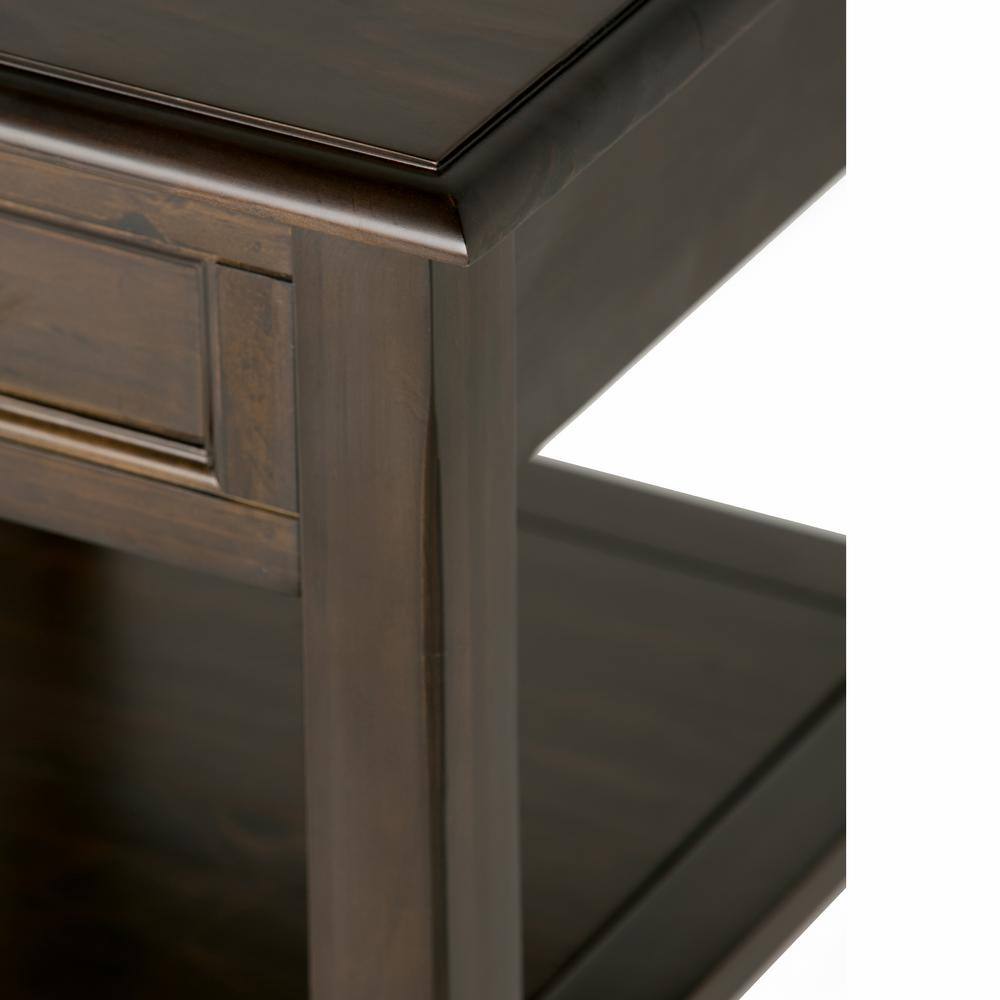 Burlington Mahogany Brown 18" Square Wood End Table with Storage