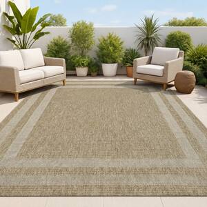 JONATHAN Y Frenzy Easy Jute Minimalist Boho Inset Border Natural/Beige ...