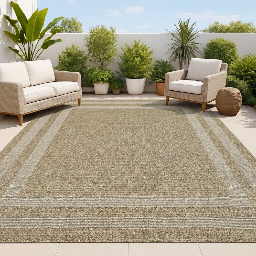 JONATHAN Y Frenzy Easy Jute Minimalist Boho Inset Border Natural/Beige ...