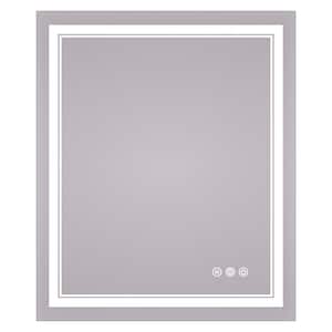 28 in. W x 36 in. H Rectangular Frameless LED Light Anti-Fog Wall Bathroom Vanity Mirror with Frontlit and Backlit