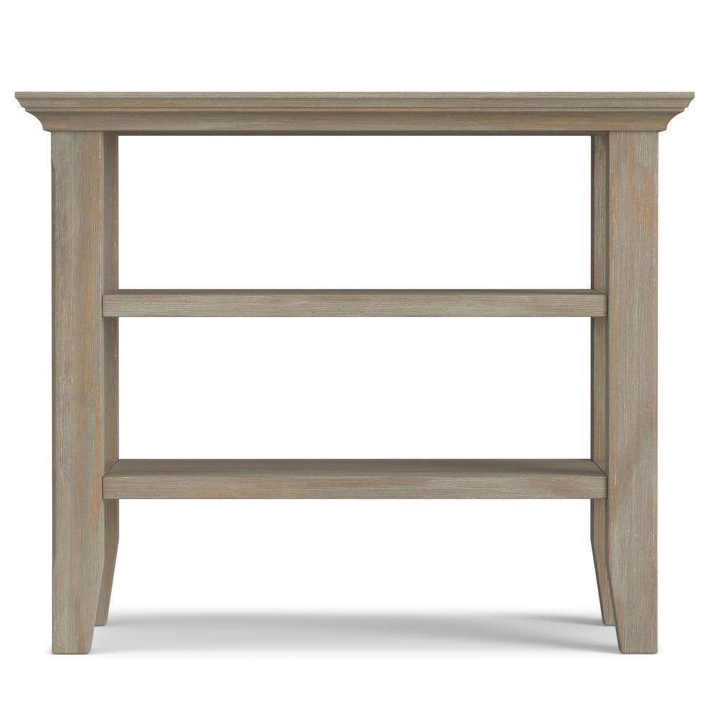 Acadian Distressed Grey Solid Pine 14" Narrow Side Table with Shelves