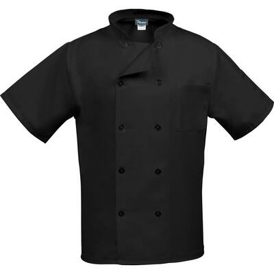 C10PS Unisex SM Black Short Sleeve Classic Chef Coat