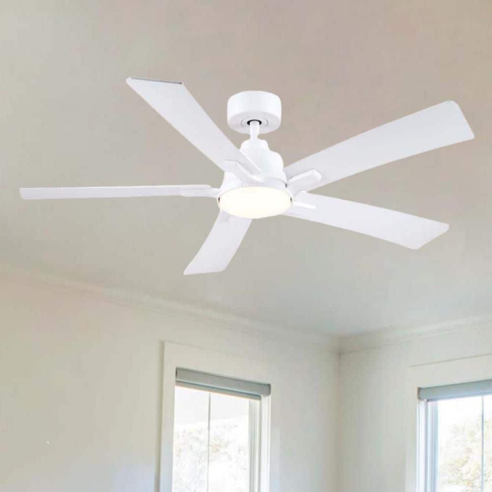 Stylish 52 in. Integrated LED Indoor White Standard Downrod Mount Ceiling Fan with Remote Contorl and Reversible Motor price history on PriceWatchPro
