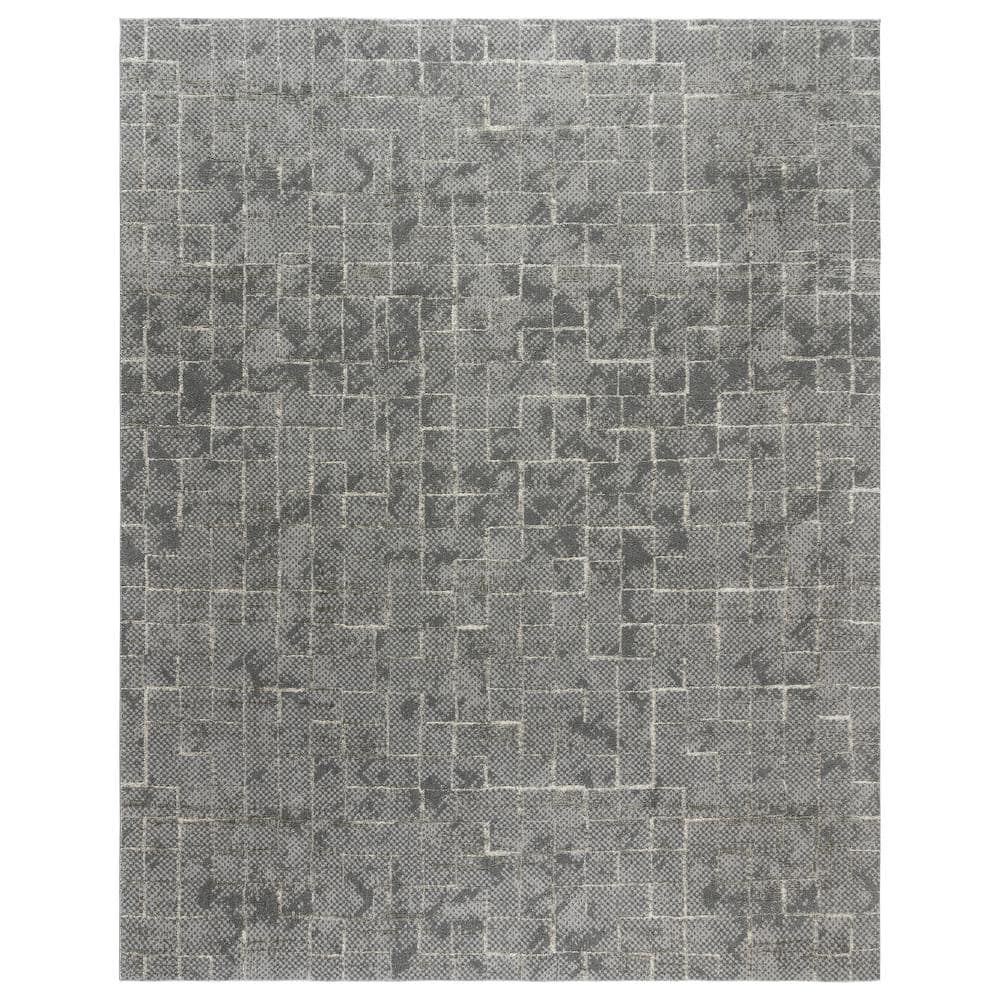 Trevi Zalo 8' x 10' Gray Abstract Shag Area Rug
