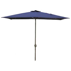 7.5 ft. x 7.5 ft. Polyester Patio Umbrella, Outdoor Table Market Umbrella with Crank and Push Button Tilt, Navy