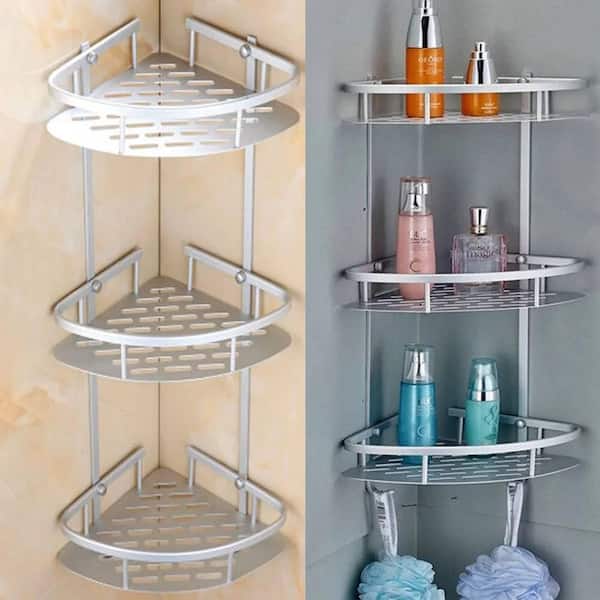 Dyiom 3 Layer Bathroom Triangular Shower Caddy Shelf Corner Bath Rack  Rustproof Storage Organizer Holder Basket in Silver 894398440 - The Home  Depot
