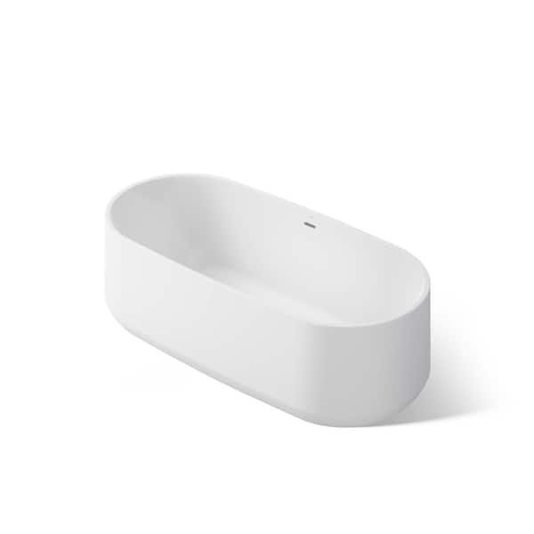 Ceric 65 in. x 31 in. Soaking Bathtub with Center Drain in White