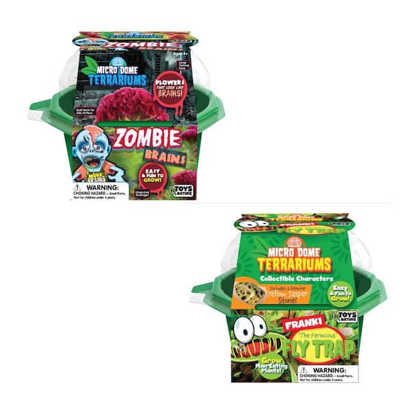 Unbranded Toys By Nature Plastic Indoor Zombie Brains Plant and Plastic Indoor Ferocious Flytrap Plant Seed Starter Kit Bundle